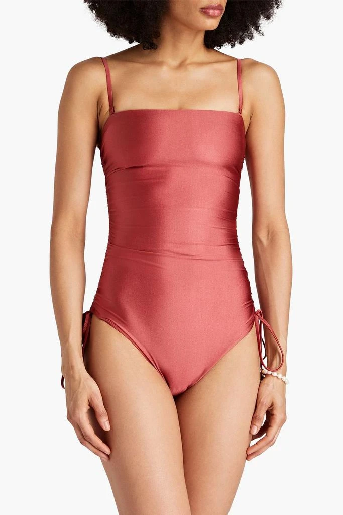 商品Zimmermann|Ruched metallic bandeau swimsuit,价格¥679,第5张图片详细描述