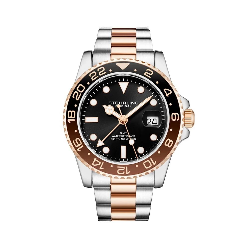 商品Stuhrling|Men's Rose Gold, Silver Tone Stainless Steel Bracelet Watch 42mm,价格¥934,第1张图片