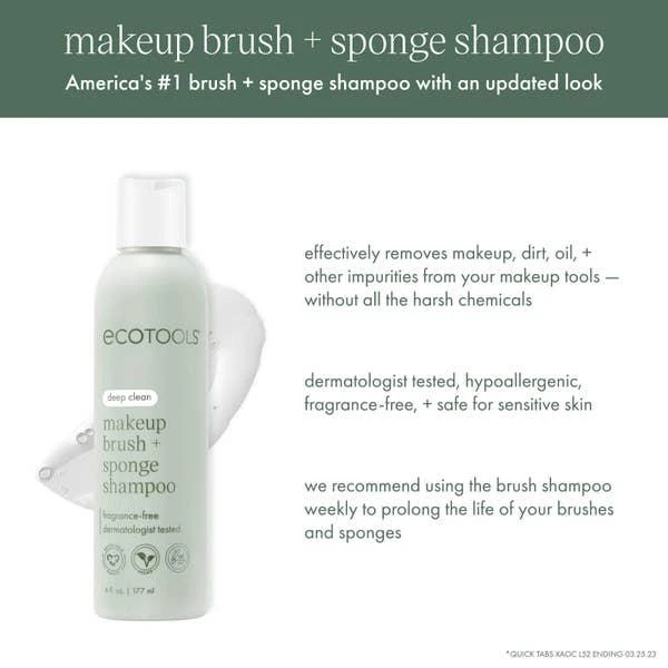 商品EcoTools|EcoTools Makeup Brush and Sponge Shampoo 177ml,价格¥33,第4张图片详细描述