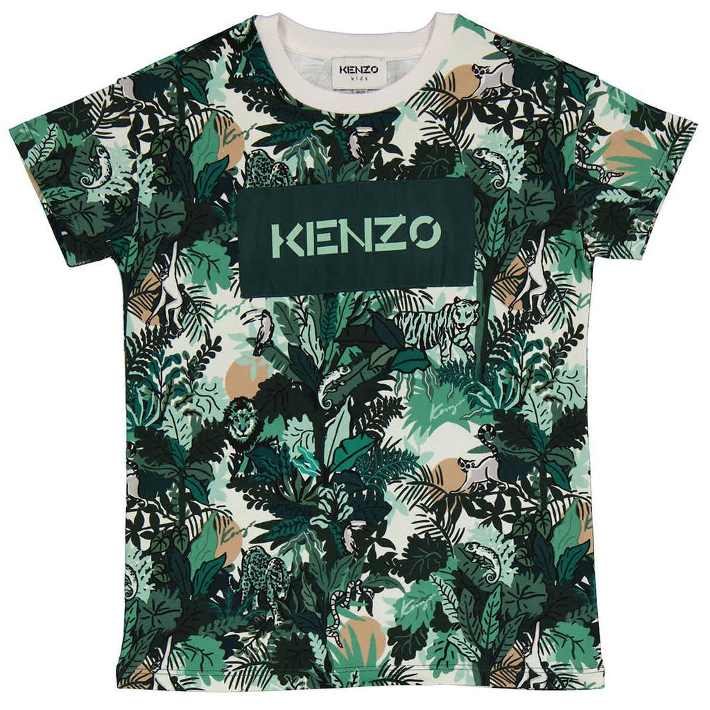 商品Kenzo|Kenzo Kids Off White / Green Jungle T-shirt, Size 6Y,价格¥268,第1张图片