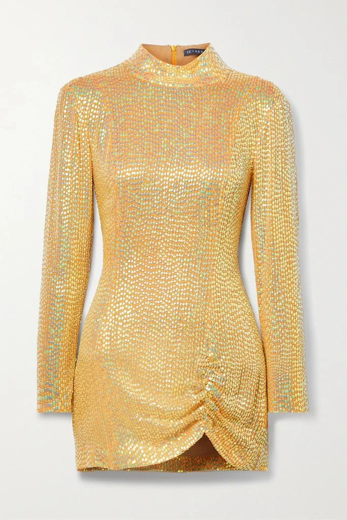 商品Zeynep Arcay|褶饰带缀饰真丝雪纺迷你连衣裙  - US0,价格¥4790,第1张图片