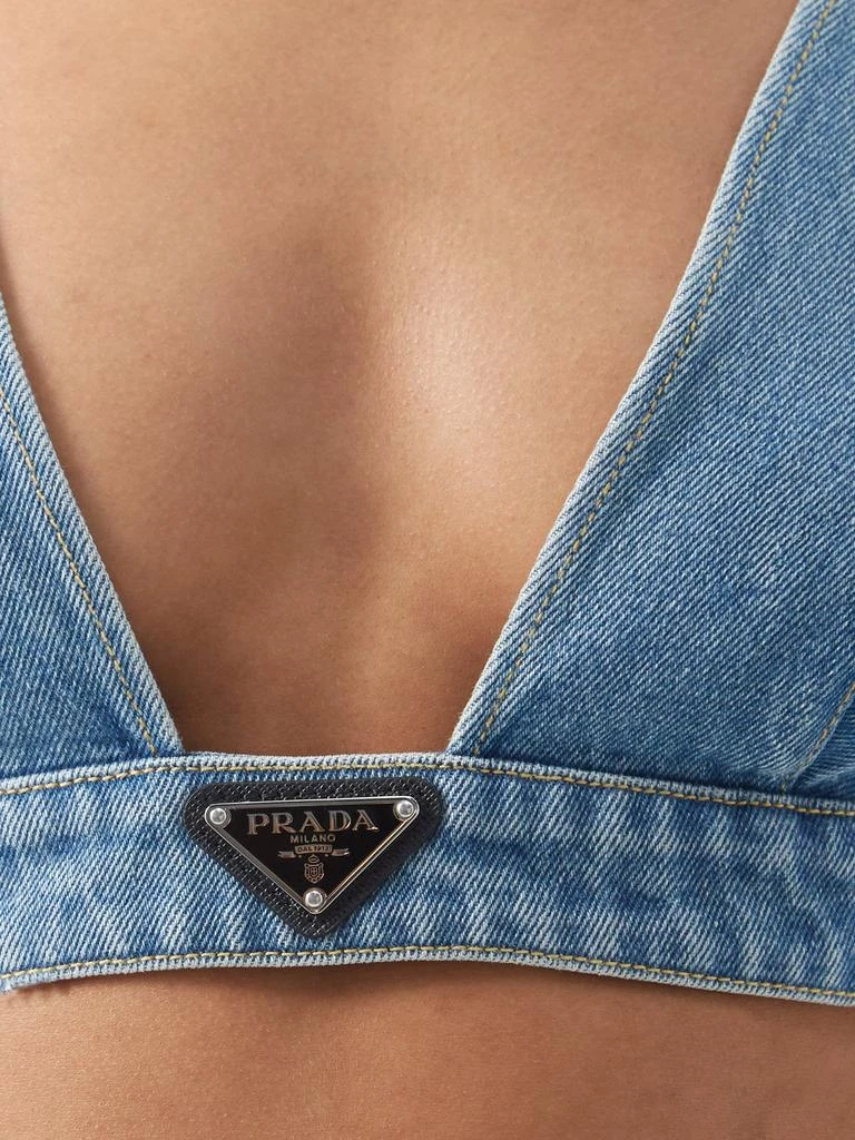 商品Prada|Logo-plaque denim bra top,价格¥5091,第4张图片详细描述