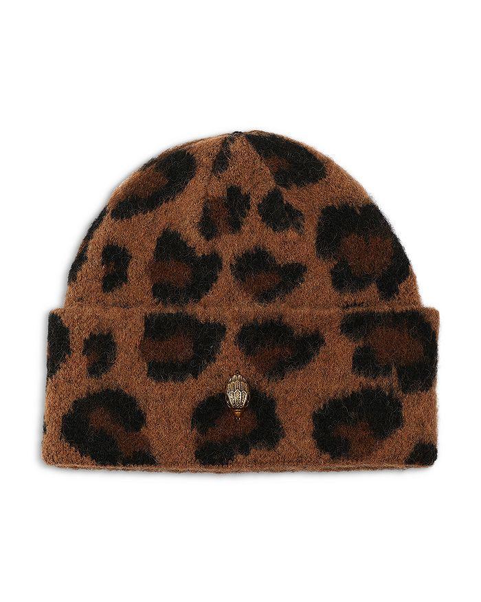 Kurt Geiger Fuzzy Leopard Print Beanie - Hats - Free  display picture 3