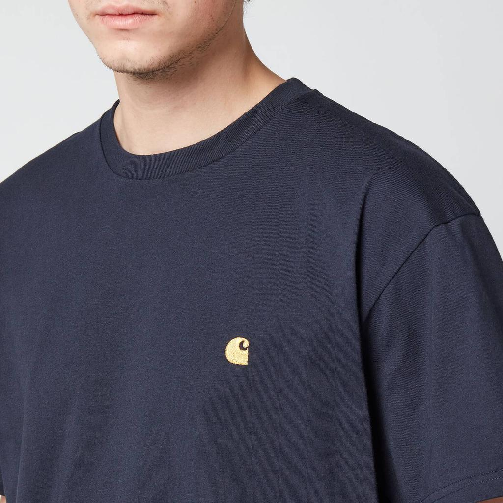 Carhartt WIP Men's Chase Crewneck T-Shirt - Dark Navy/Gold商品第3张图片规格展示