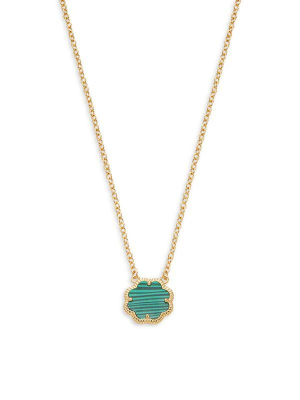 商品Sterling Forever|14K Goldplated & Malachite Pendant Necklace,价格¥279,第1张图片