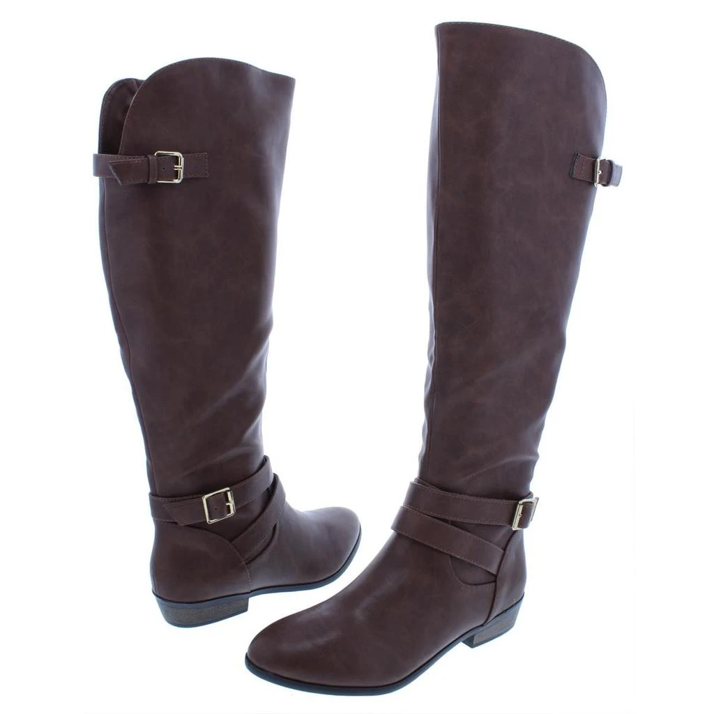 商品Material Girl|Material Girl Womens Carleigh Faux Leather Knee-Length Riding Boots,价格¥138,第3张图片详细描述