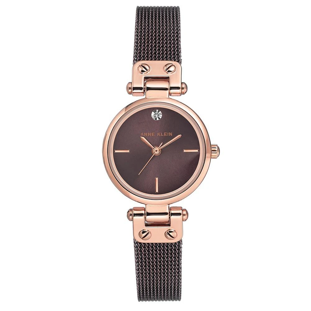 商品Anne Klein|Women's Diamond-Accent Brown Stainless Steel Mesh Bracelet Watch 26mm,价格¥382,第1张图片