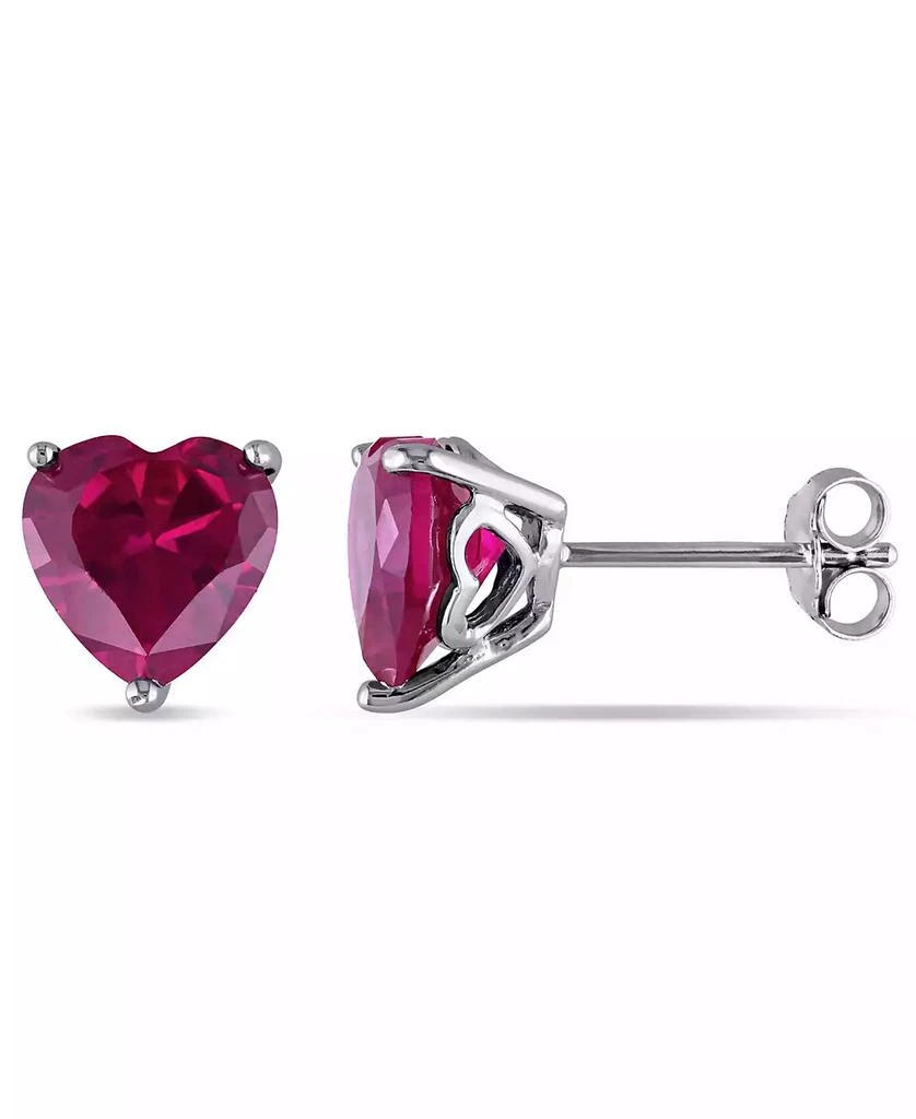商品Macy's|Lab Grown Ruby (5 1/2 ct. t.w.) Heart Stud Earrings in Sterling Silver,价格¥1117,第1张图片