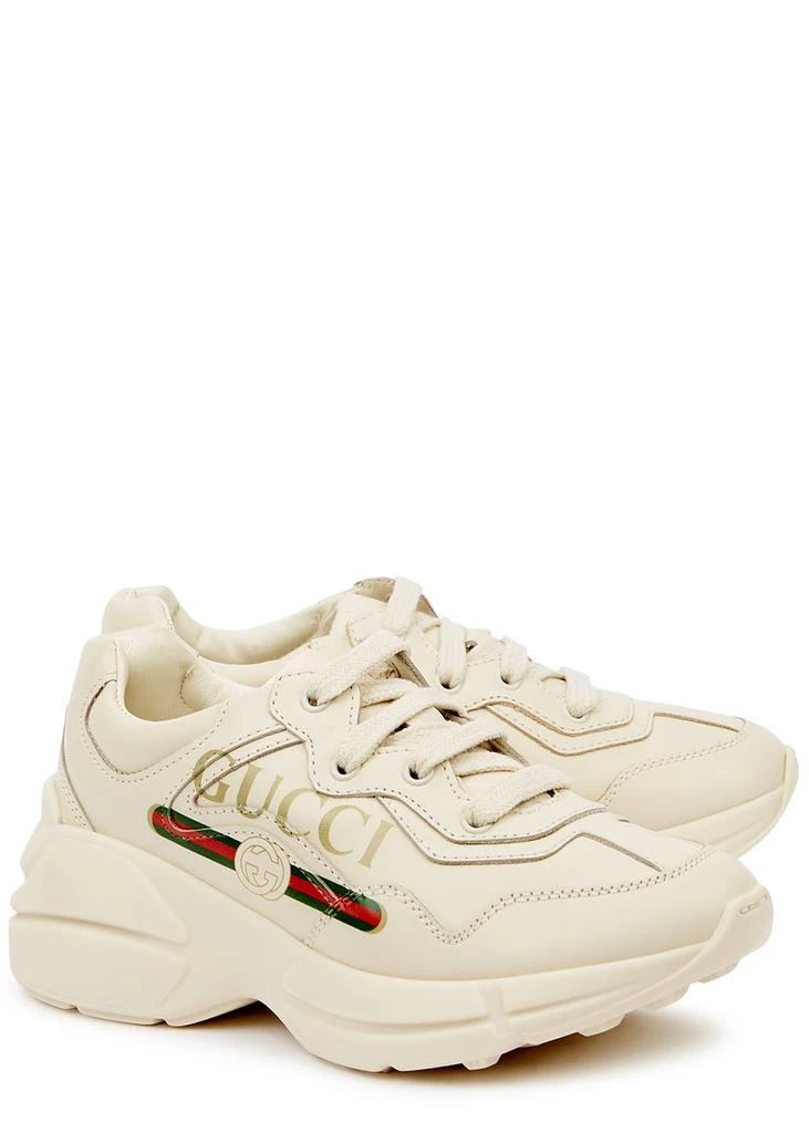 商品Gucci|KIDS Rhyton ecru leather sneakers,价格¥4076,第3张图片详细描述