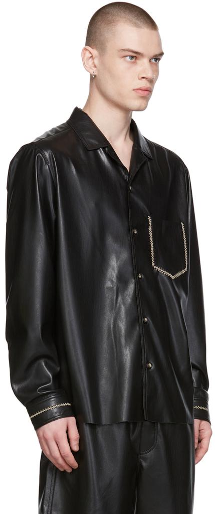 Black Meno Vegan Leather Shirt商品第2张图片规格展示