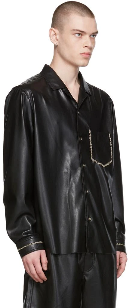 商品Nanushka|Black Meno Vegan Leather Shirt,价格¥2221,第2张图片详细描述