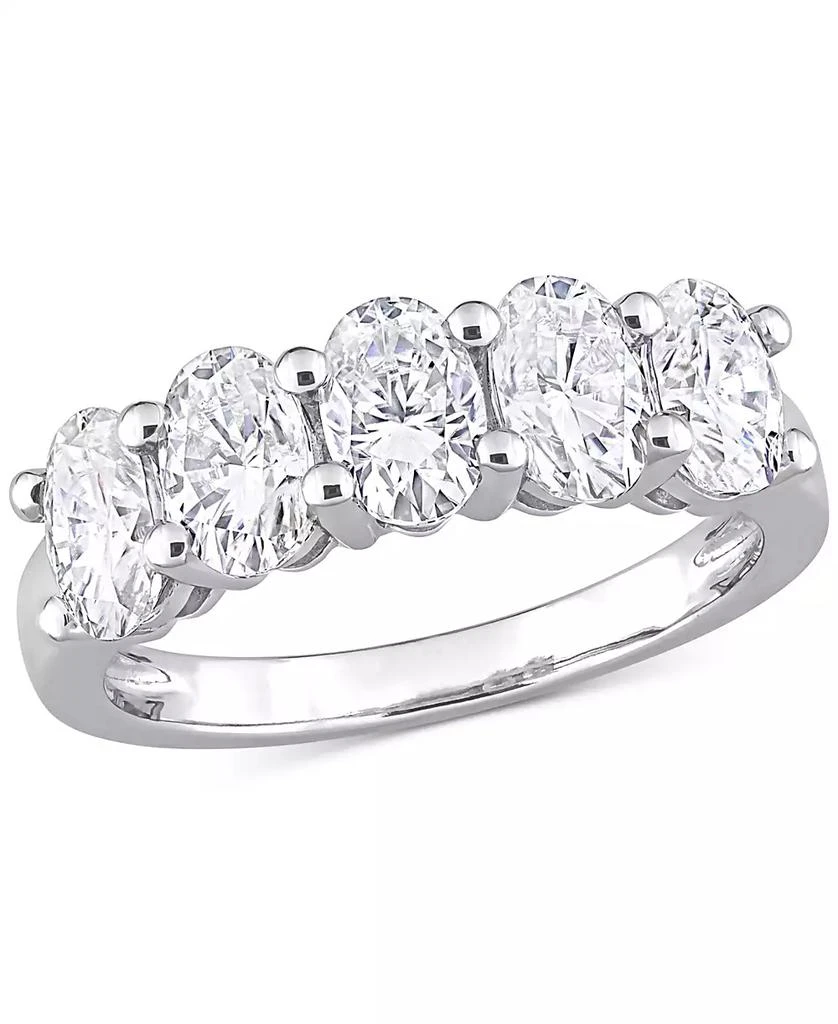 商品Macy's|Moissanite Oval Five Stone Anniversary Band (2-1/2 ct. t.w.) in 10k White Gold,价格¥5759,第1张图片