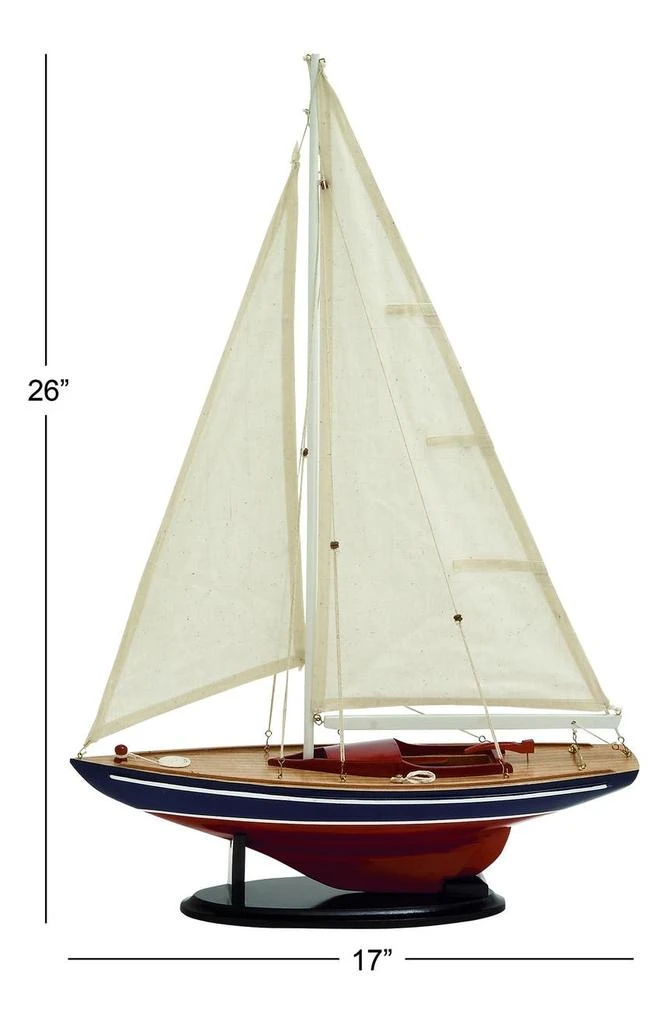 商品WILLOW ROW|Dark Brown Wood Sailboat Sculpture with Lifelike Rigging,价格¥586,第3张图片详细描述