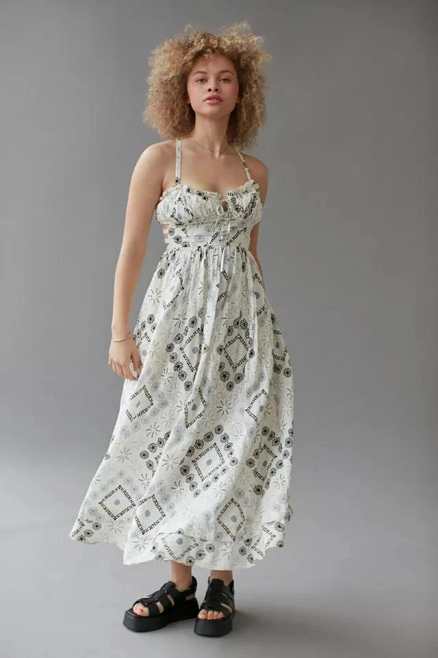 商品Urban Outfitters|UO Kiera Embroidered Open-Back Midi Dress,价格¥153,第4张图片详细描述