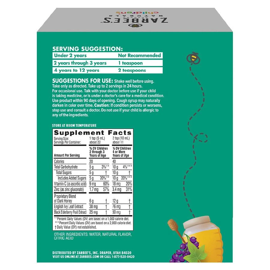 商品ZarBee's Naturals|Children's Cough Syrup + Mucus & Immune Natural Berry,价格¥145,第3张图片详细描述