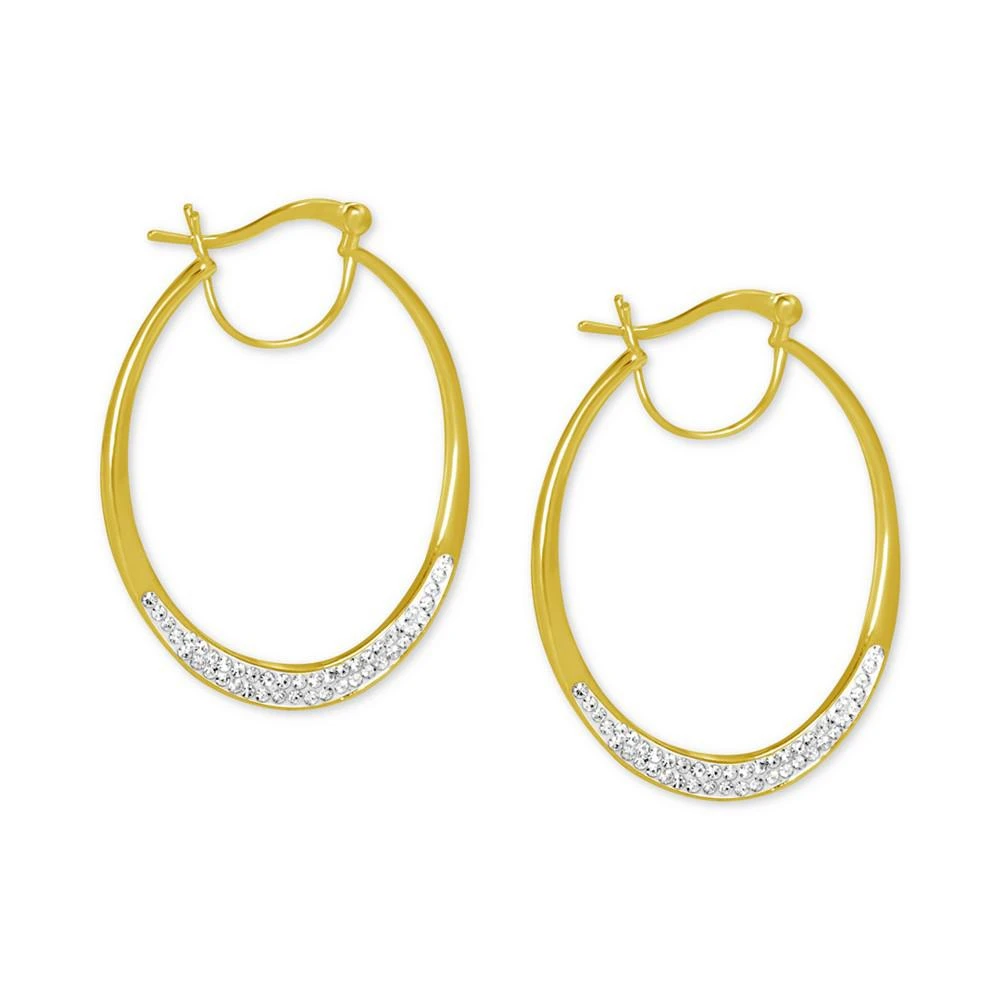 商品Essentials|Crystal Oval Hoop Earrings in Silver-Plate or Gold Plate,价格¥209,第1张图片