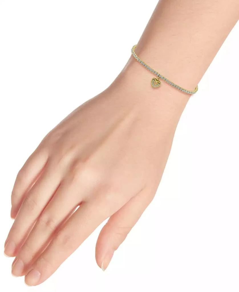 商品Giani Bernini|Cubic Zirconia Heart Charm Tennis Bracelet in 18k Gold-Plated Sterling Silver, Created for Macy's,价格¥334,第2张图片详细描述
