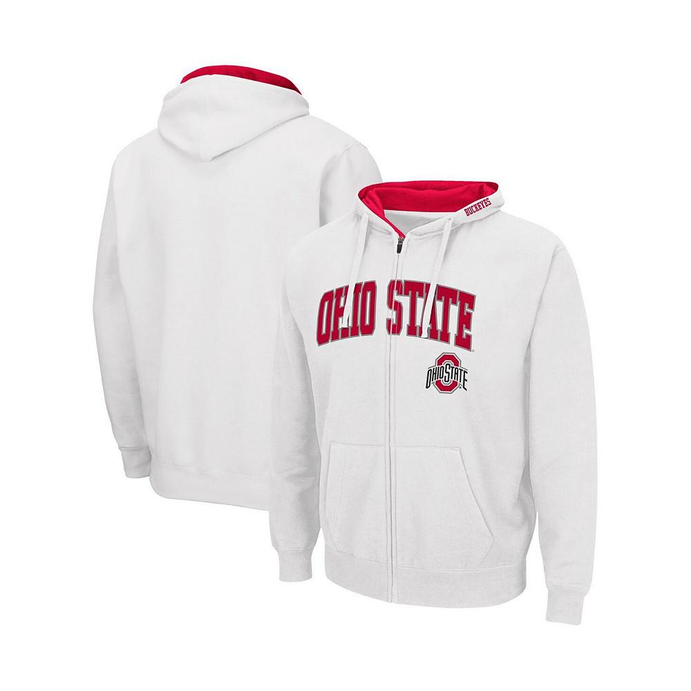 Men's White Ohio State Buckeyes Arch and Logo 3.0 Full-Zip Hoodie商品第1张图片规格展示