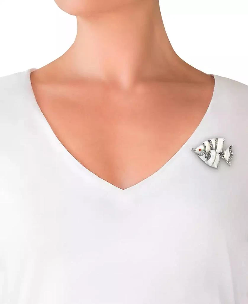 商品Macy's|Mother of Pearl & Marcasite (1/2 ct. t.w.) Fish Pin in Sterling Silver,价格¥3348,第2张图片详细描述
