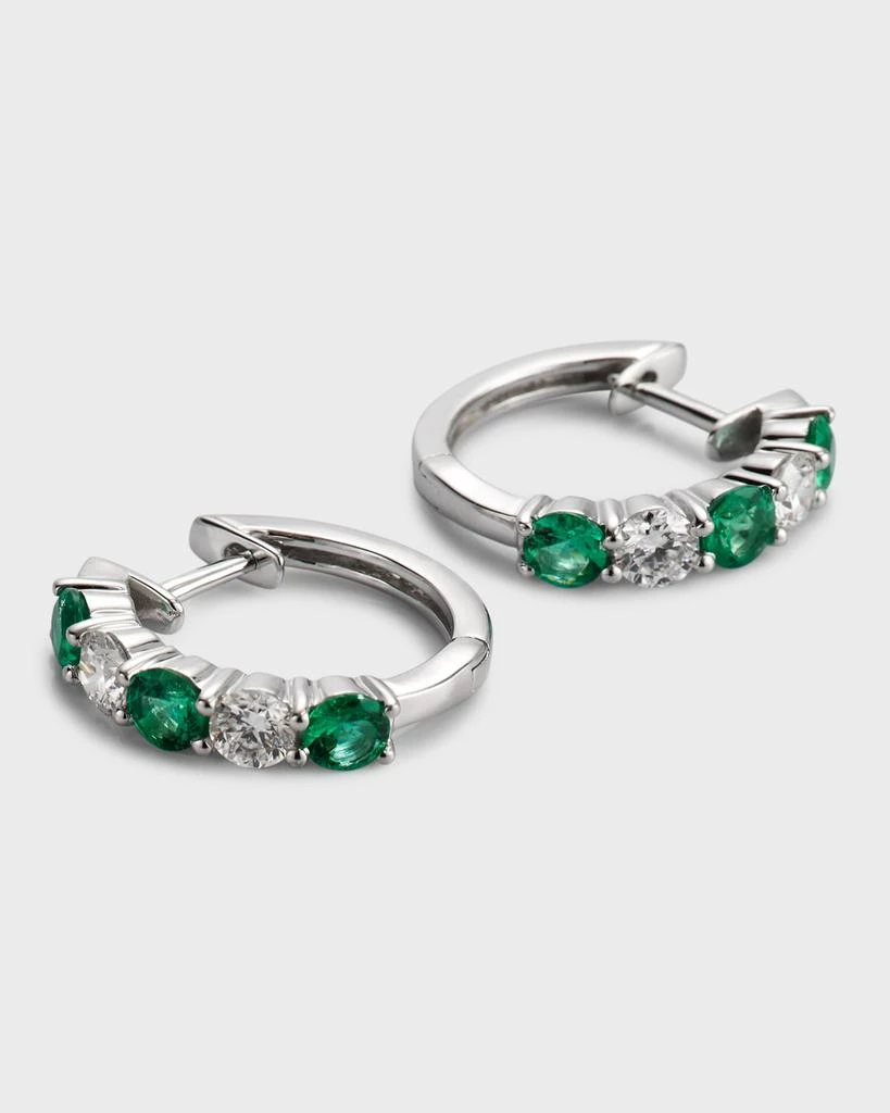 商品David Kord|18K White Gold Earrings with 3.3mm Alternating Diamonds and Emeralds,价格¥22775,第3张图片详细描述