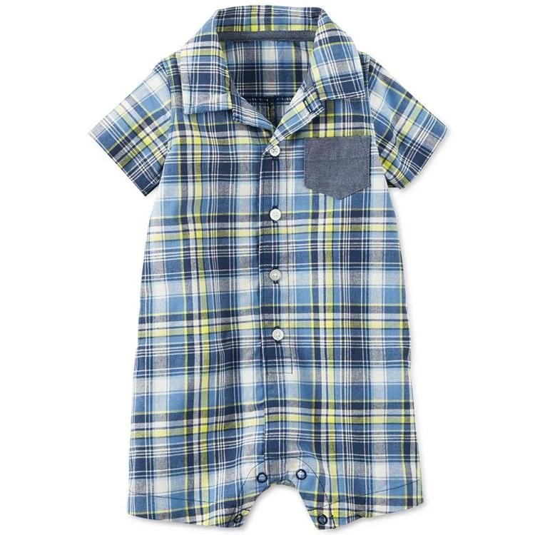 商品Carter's|Plaid & Chambray Romper, Baby Boys (0-24 months),价格¥35,第1张图片