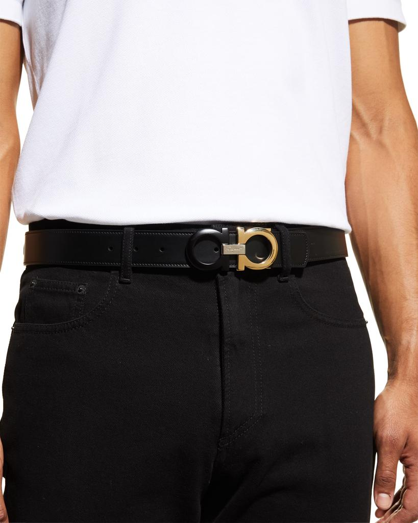 Men's Gancini Reversible Leather Belt, Cut-to-Size商品第2张图片规格展示
