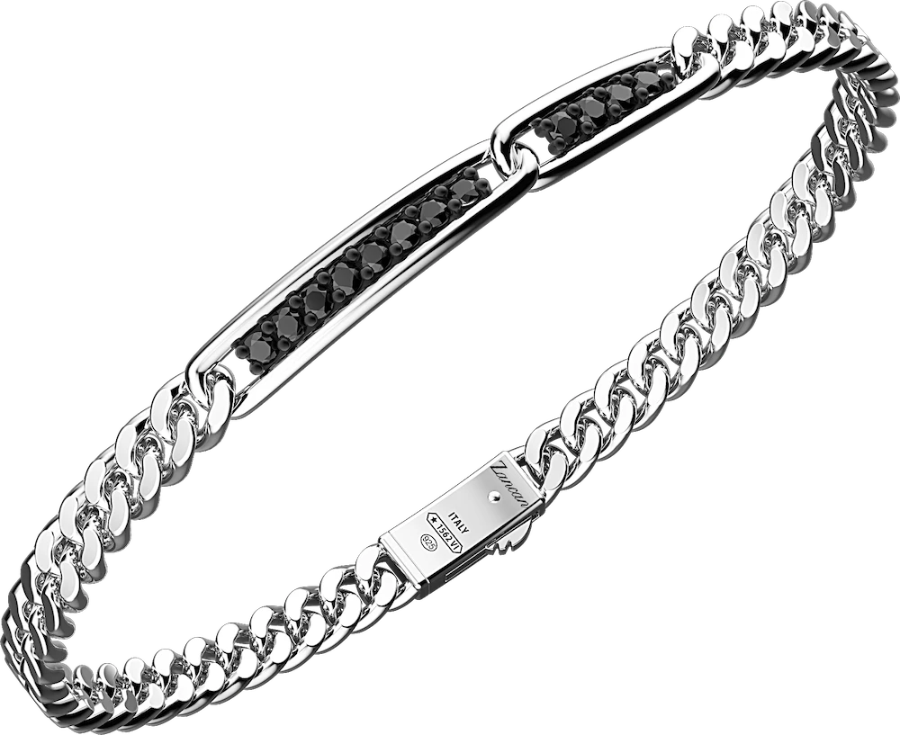 商品Zancan|Silver bracelet with curb chain and plate with  natural stones,价格¥2228,第1张图片