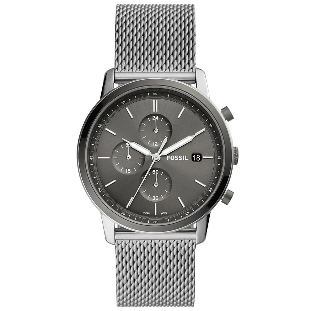 商品Fossil|Men's Minimalist Silver-Tone Stainless Steel Mesh Watch, 42mm,价格¥674,第1张图片