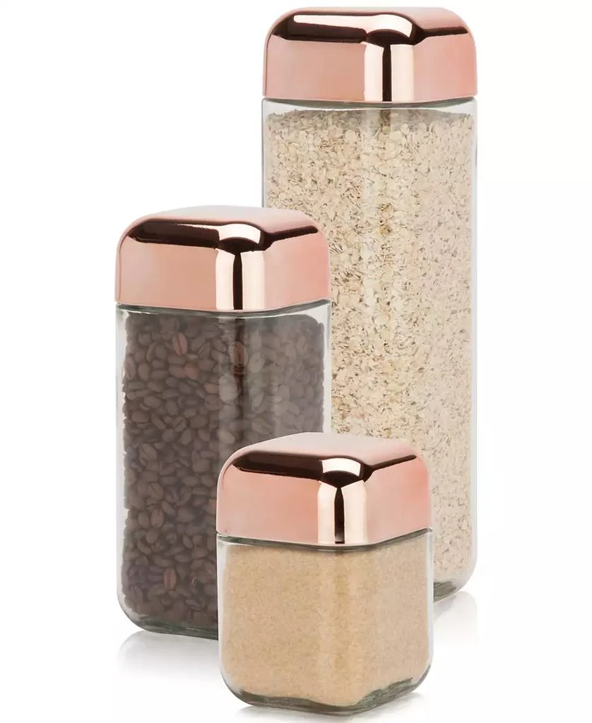 商品Honey Can Do|3-Pc. Glass & Copper Canister Set,价格¥433,第1张图片