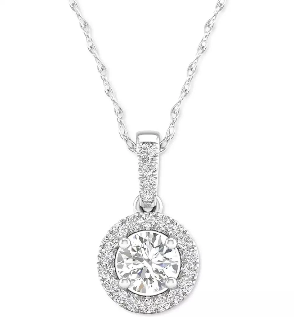 商品Macy's|2-Pc. Set Diamond Halo Pendant Necklace & Matching Stud Earrings (5/8 ct. t.w.) in 14k White Gold,价格¥19831,第4张图片详细描述