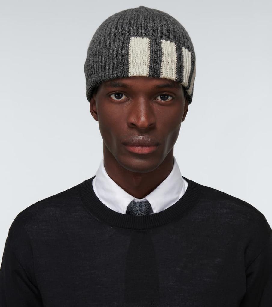 商品Thom Browne|罗纹条纹羊绒帽子,价格¥1845,第4张图片详细描述