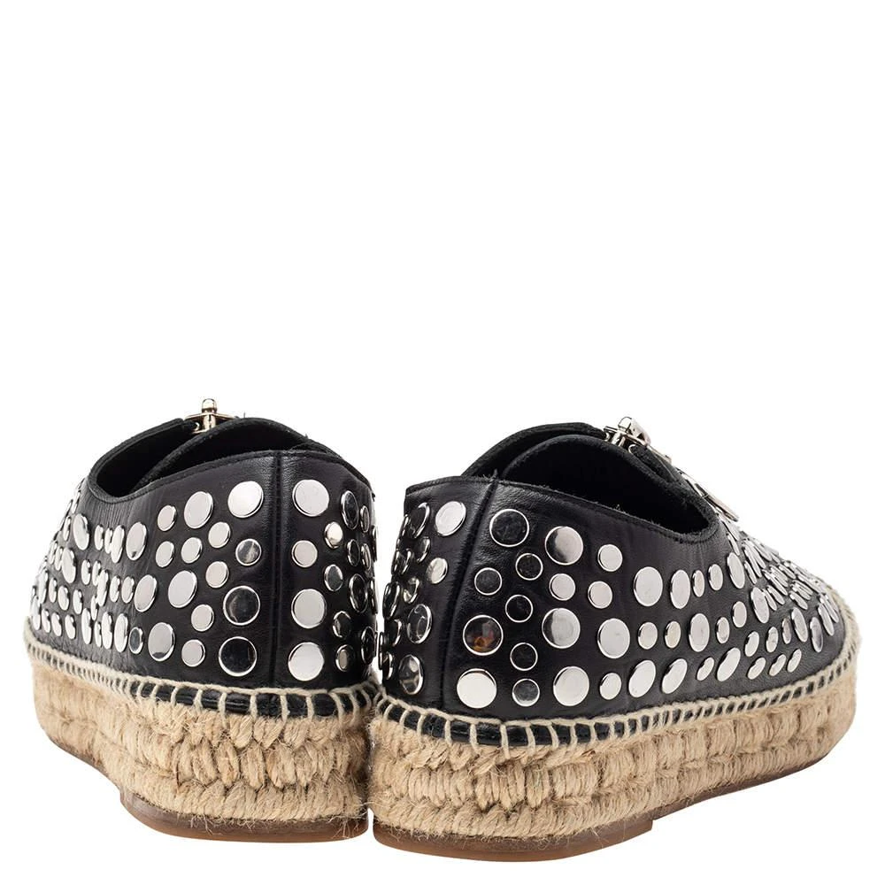 商品[二手商品] Alexander Wang|Alexander Wang Black Embellished Leather Platform Espadrille Flats Size 38,价格¥1748,第5张图片详细描述