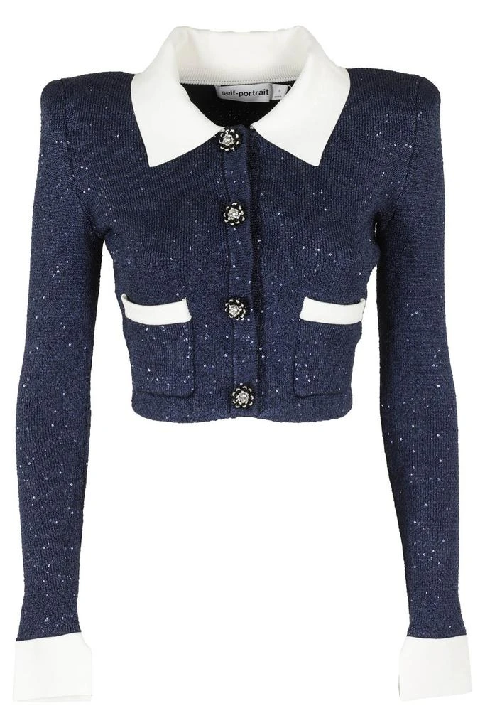 商品Self Portrait|Self-Portrait Sequin Detailed Cropped Knitted Jacket,价格¥2471-¥2599,第1张图片