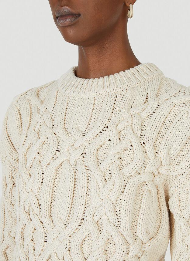 Flash Cable Knit Sweater in Cream商品第5张图片规格展示