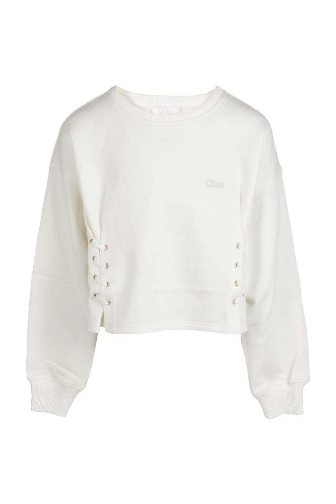 商品Chloé|Chloé Kids Lace-Up Detailed Crewneck Sweatshirt,价格¥428,第1张图片