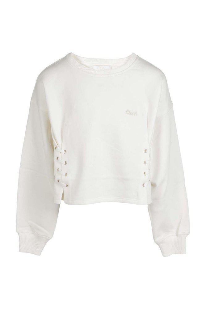 商品Chloé|Chloé Kids Lace-Up Detailed Crewneck Sweatshirt,价格¥427,第1张图片