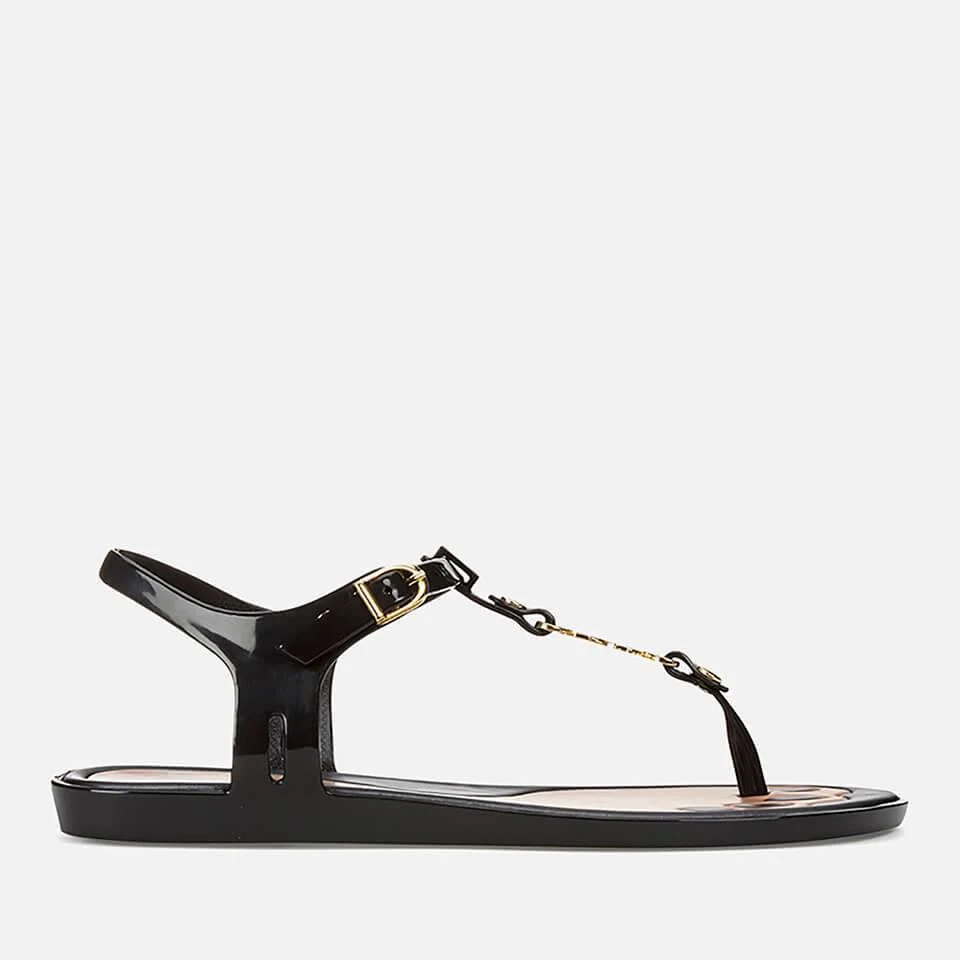 商品Vivienne Westwood|VIVIENNE WESTWOOD FOR MELISSA WOMEN'S SOLAR 21 TOE POST SANDALS - BLACK ORB,价格¥861,第1张图片