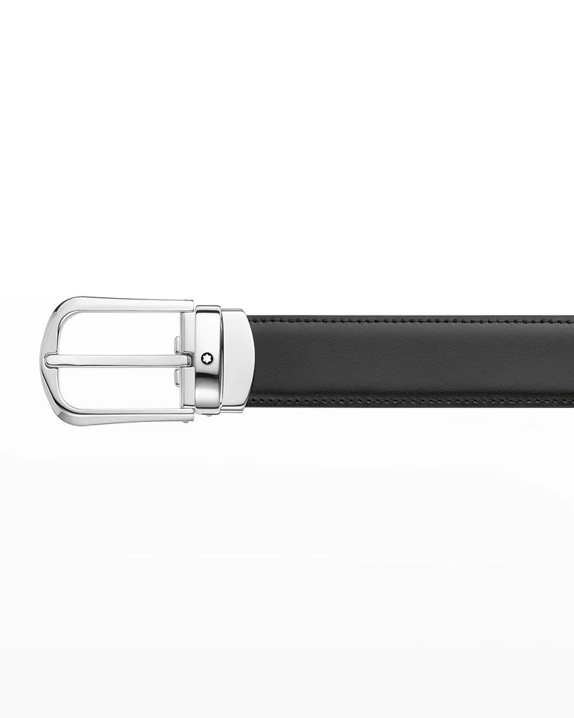 商品MontBlanc|Men's Horseshoe-Buckle Reversible Leather Belt,价格¥2935,第3张图片详细描述