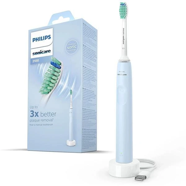 商品Philips|Philips 飞利浦 2100系列充电式声波震动牙刷 - 淡蓝色,价格¥572,第1张图片