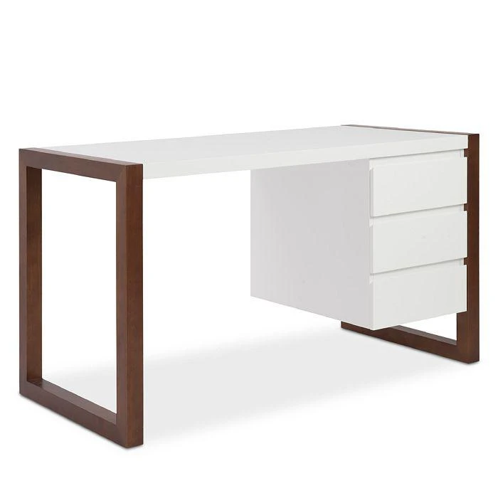 商品Euro Style|Manon Desk in Matte White with Dark Walnut Finish - Three Drawers,价格¥6278,第2张图片详细描述