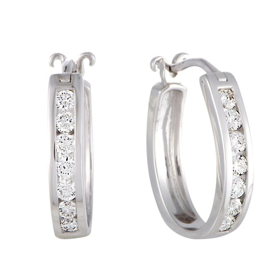 商品LB Exclusive|14K White Gold Channel Set 0.5 ct Diamond Huggies Hoop Earrings,价格¥4938,第1张图片