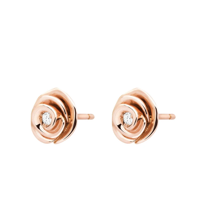 商品Dior|【预售3-7天】迪奥 ROSE COUTURE系列 小号18k金玫瑰金镶嵌钻石耳环JRCO95002_0000,价格¥30895,第4张图片详细描述