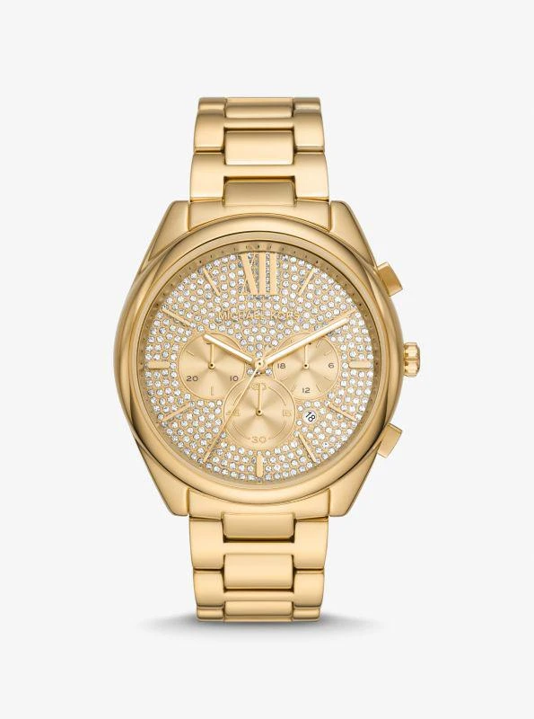 商品Michael Kors|Oversized Janelle Pavé Gold-Tone Watch,价格¥1130,第1张图片