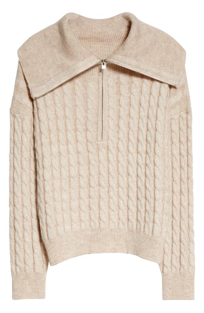 Half Zip Wool Blend Cable Sweater商品第5张图片规格展示