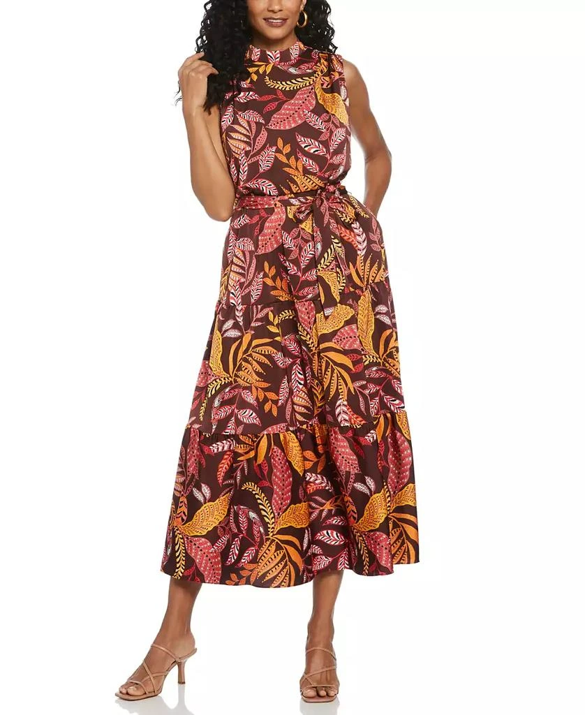 商品ELLA Rafaella|Petite Leaf Print Belted Sleeveless Dress,价格¥877,第1张图片