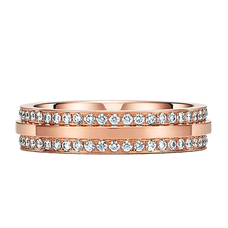   Tiffany & Co./蒂芙尼 18K金 玫瑰金 铺镶钻石窄式戒指 GRP09681 商品