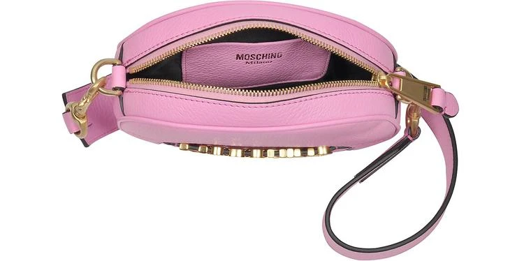 商品Moschino|Moschino 摩斯基诺 粉红色皮革椭圆斜挎包配金色logo,价格¥3143,第4张图片详细描述
