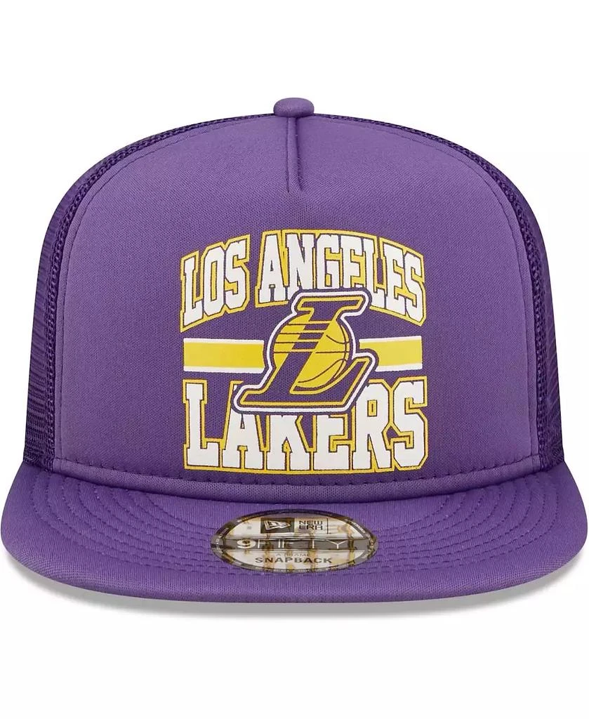 商品New Era|Men's Purple Los Angeles Lakers Logo A-Frame 9Fifty Trucker Snapback Hat,价格¥277,第3张图片详细描述