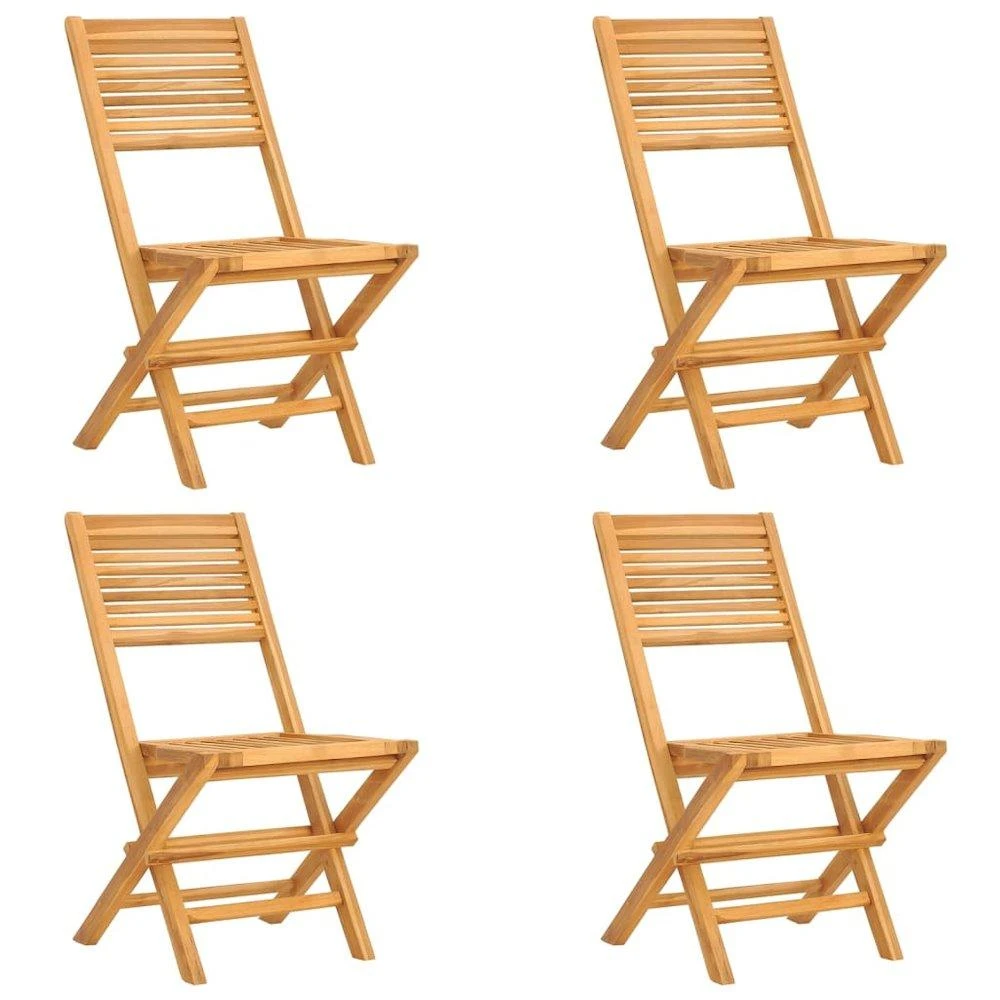 商品vidaXL|Folding Patio Chairs 4 pcs 18.5"x24.4"x35.4" Solid Wood Teak,价格¥2895,第2张图片详细描述