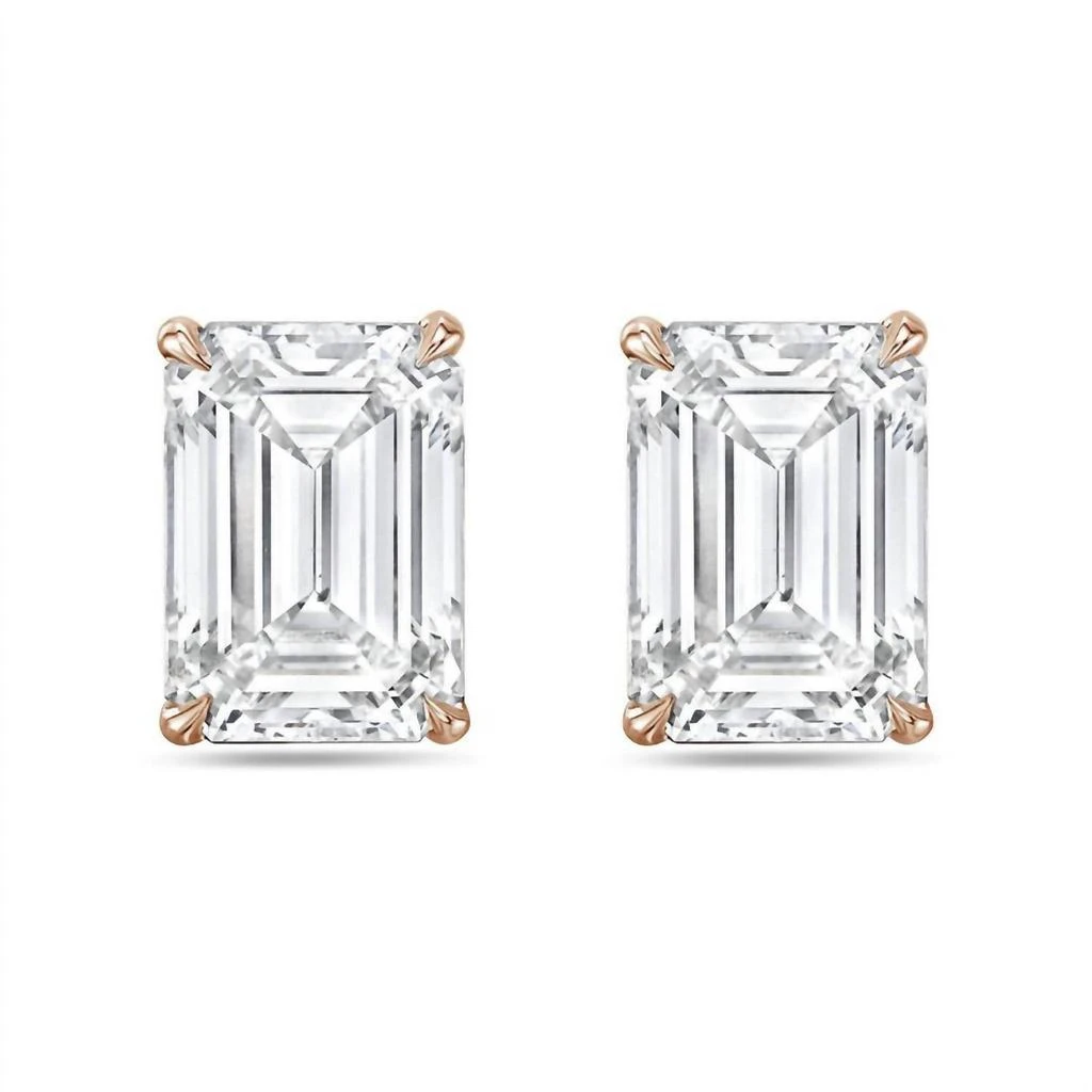 商品Diana M Jewels|Diana M Jewels - 4.00 Cts Lab Grown Emerald Cut Stud Earrings,价格¥12555,第2张图片详细描述